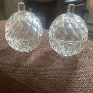 VTG, Mini Clear Lead Crystal Apple Shaped Trinket Box